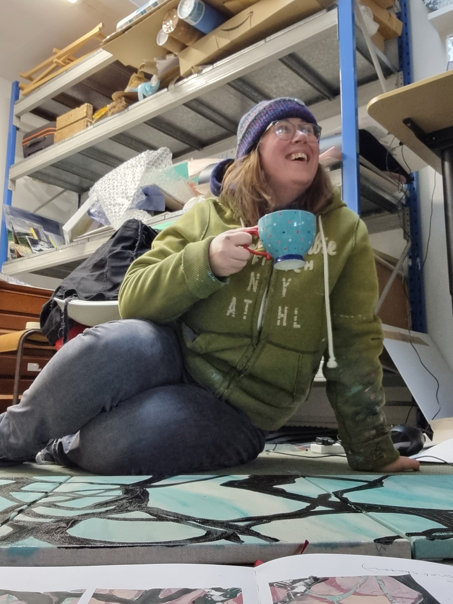 The Spaces in Between - Original framed large triptych trees painting