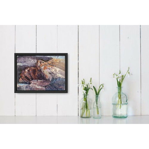 Coastal Rocks Original Oil Painting, Framed