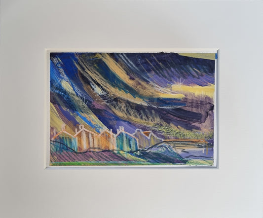 Winter Beach Study 3 - A5 mixed media on paper - original painting/drawing