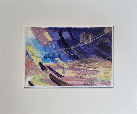 Winter Beach Study 2 - A5 mixed media on paper - original painting/drawing