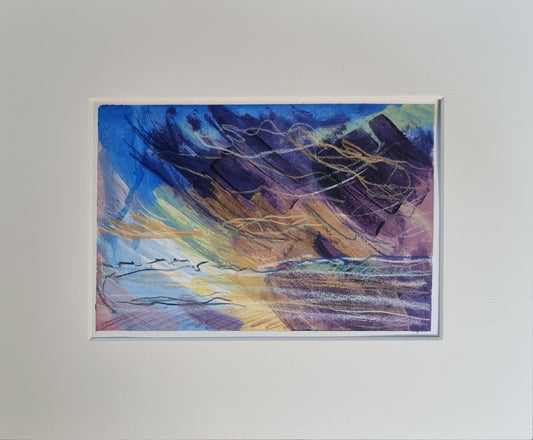 Winter Beach Study 1 - A5 mixed media on paper - original painting/drawing