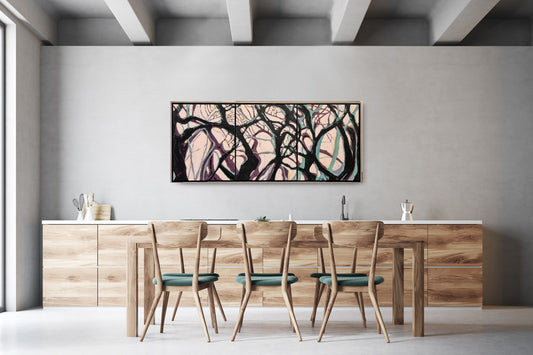 The Spaces in Between - Original framed large triptych trees painting