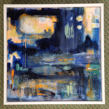 Load image into Gallery viewer, Aurora, Original Abstract Blue and Orange Landscape Painting 40cm Square
