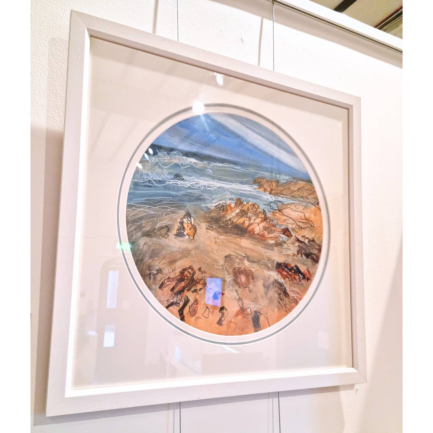 Erosion - Framed Round Coastal Painting