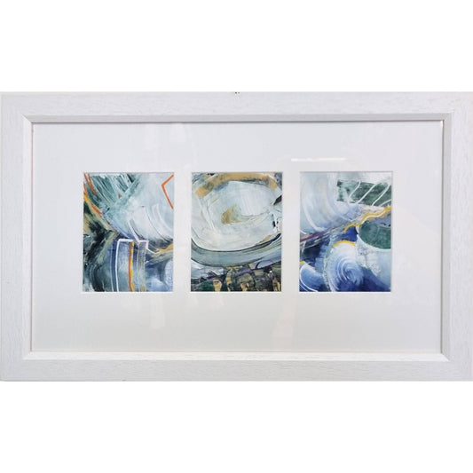 Pennants - Abstract Sea & Coast Inspired Triptych, Framed