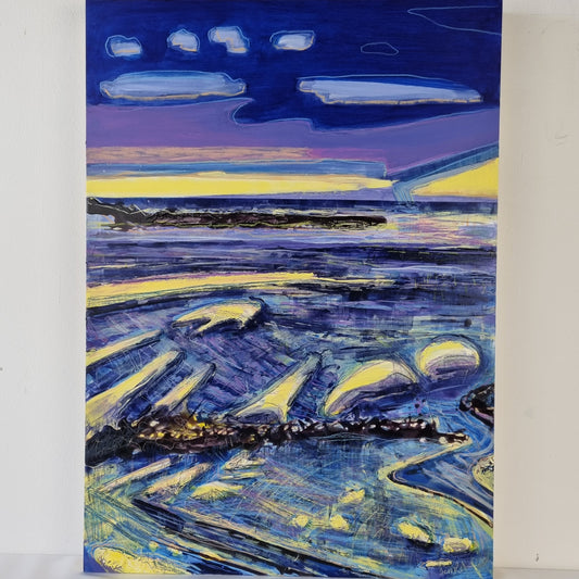 Winter Dusk, Blue - Abstract Beach Painting