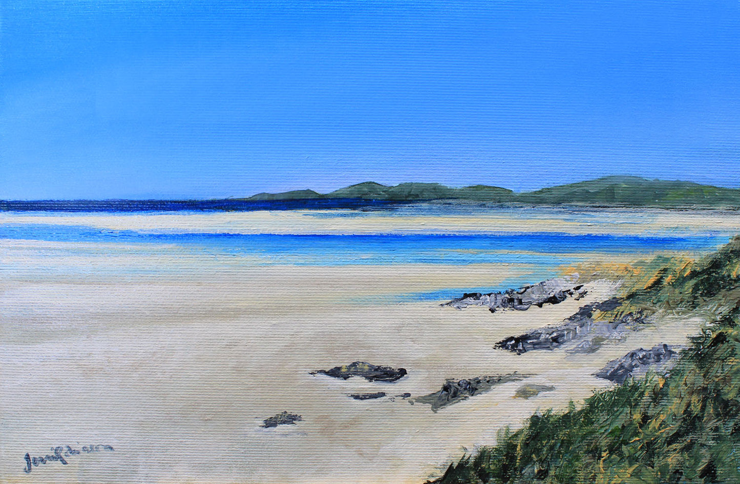 Luskentyre, Isle of Harris - sunny beach giclee art print 20x30cm